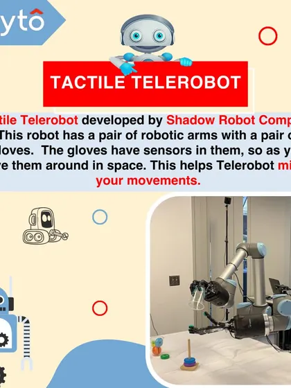 The Tactile Telerobot from Shadow Robot Company allows a user to control a pair of robotic arms with sensor-equipped gloves, mimicking human movements for remote tasks.