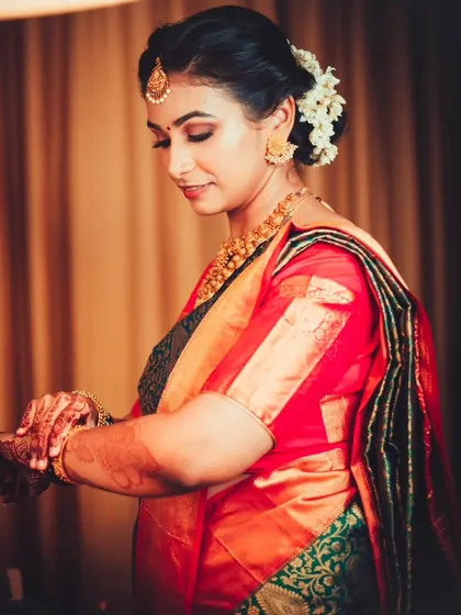The bride checking her bangles, a small but significant part of the getting-ready process.