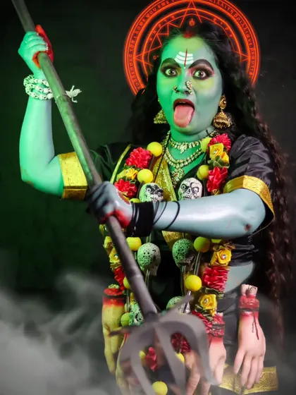 A fierce and powerful depiction of the goddess Kali, created for a Navratri special demo.