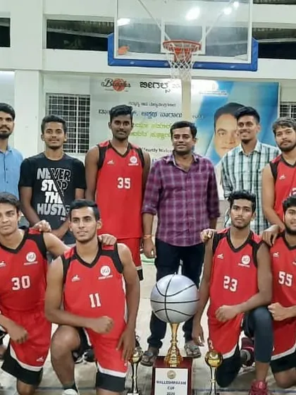 The Jain University team as runners-up at the Malleshwaram Cup 2020.