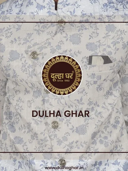Another detailed shot of the white and blue floral jacket, perfect for showcasing the print quality.