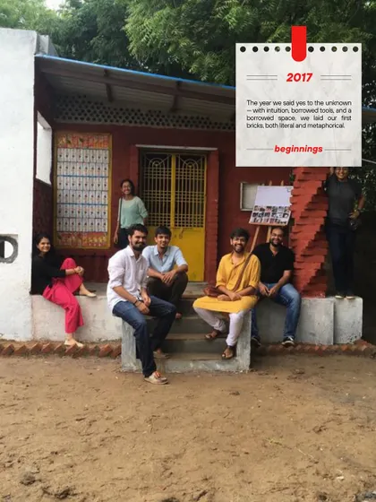 **2017 - Beginnings:** The year we said yes to the unknown. In a borrowed space with borrowed tools, we laid our first bricks, both literal and metaphorical, and our journey as Compartment S4 began.