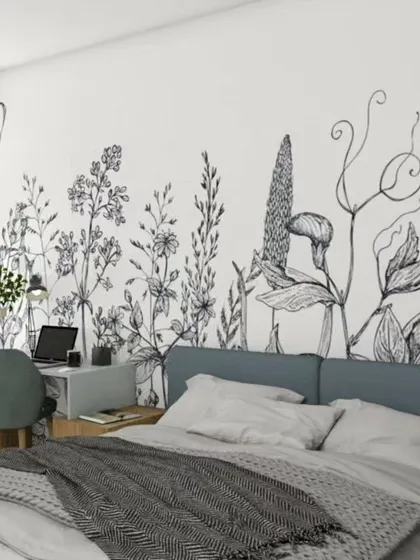 A duplicate of image 150, showing the creative bedroom concept with a floral mural.