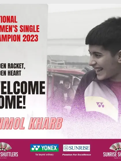 **Welcome Home, Champion.** A hero's welcome for Anmol Kharb after being crowned the National Women's Singles Champion of 2023.