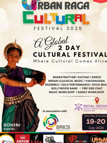 Our Urban Raga Cultural Festival is a large-scale event that features a wide variety of performances, including our own Bollywood and rock bands. This poster shows the scope of events we can perform at and even help organize.