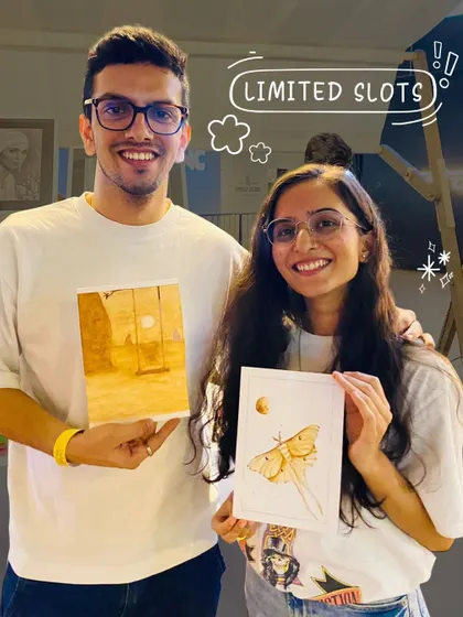 Looking for a unique date idea? An art date is a perfect way to connect and create something beautiful together, just like this couple did in my coffee painting workshop.
