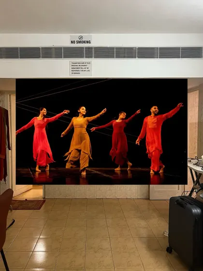 Backstage during the 'Kattam Katti' India tour. This image captures the scale of the production as seen from the wings.