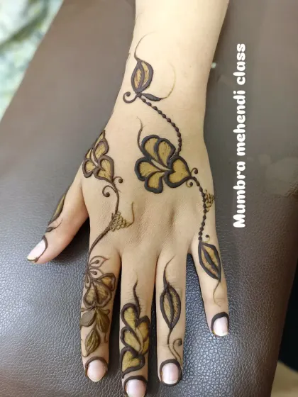 A simple and elegant Arabic floral vine that trails from the wrist to the finger.