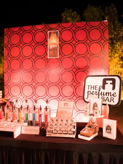A unique experience for guests. We set up a custom perfume bar at the reception, where guests could create their own signature scent as a wedding favor, adding an interactive and memorable element to the night.