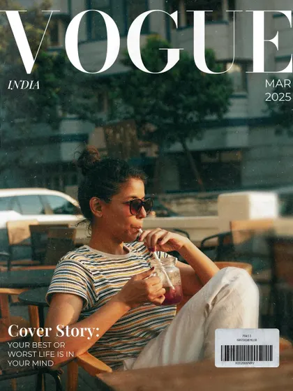 A fun, edited photo placing me on a mock Vogue India cover. This shows my creative and aspirational side, perfect for fashion-forward projects.
