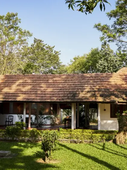 A look at the Kayamkulam Mana, a 75-year-old heritage building relocated to our center. Its classic duplex layout and shared sit-out area offer a serene space for reflection and relaxation.