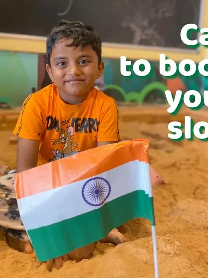 Another shot of our Independence Day celebrations. We offer tricolor-themed crafts and activities to mark the occasion.