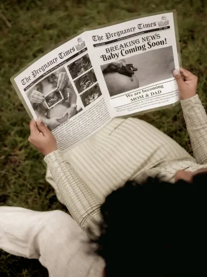 I love getting creative with pregnancy announcements. This "Pregnancy Times" newspaper prop is a fun, unique way to share the big news. It shows that your announcement can be as personal and imaginative as your story.