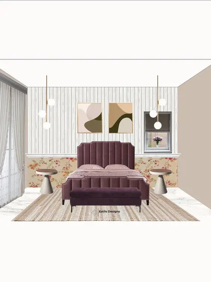 A mood board for a master bedroom in the English Cottage style. I combined rustic elements like floral patterns with modern furniture to create a space that feels both character-filled and contemporary.