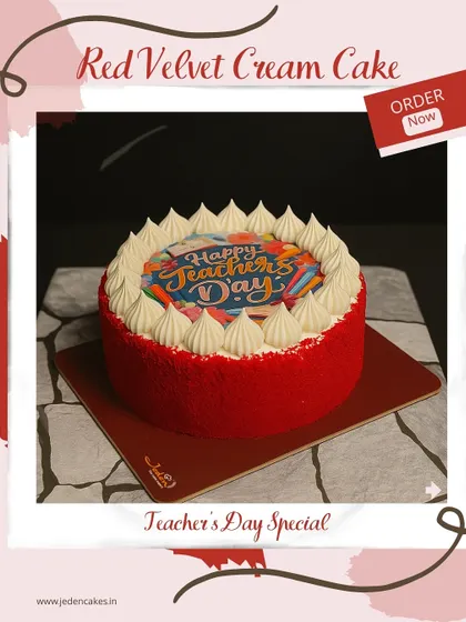 Our vibrant Red Velvet Cream Cake, specially designed for Teacher's Day, is the perfect blend of classic flavor and heartfelt gratitude.