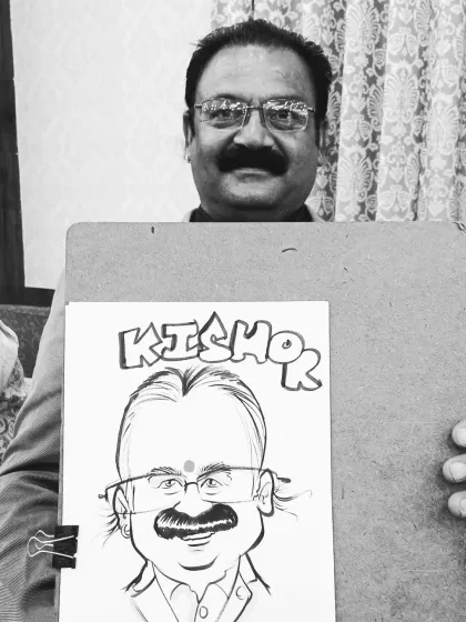 Another smiling face from the engagement ceremony in Itarsi. Providing live art is a great way to entertain guests and give them a personalized party favor.