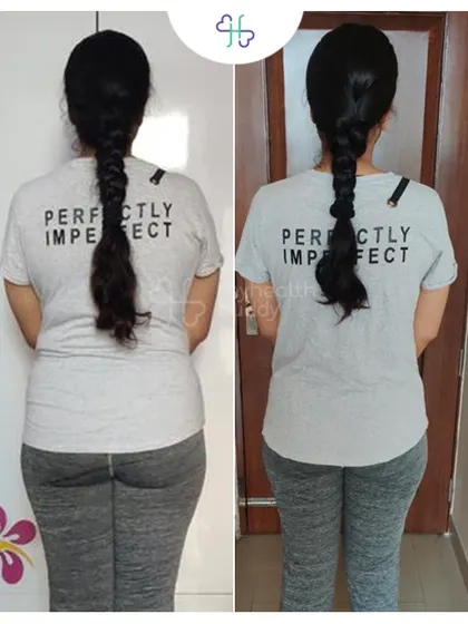 Back view of Torsha's quick and effective 4-week transformation.