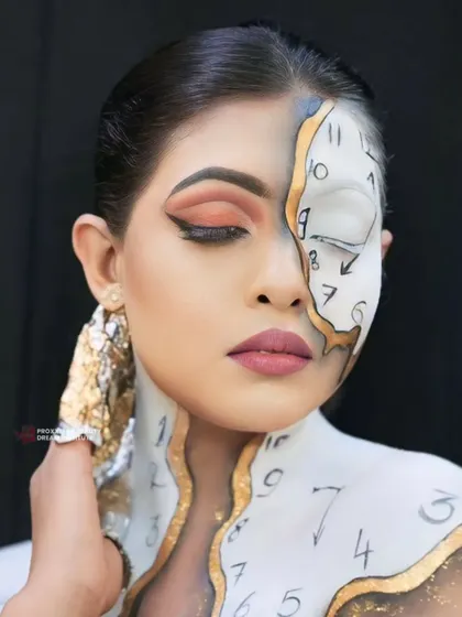 A final shot of this creative masterpiece. This look is perfect for a high-fashion editorial or a conceptual photoshoot.