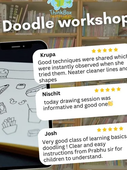 The feedback says it all! Parents and kids loved our doodling workshop for its clear instructions and fun techniques.