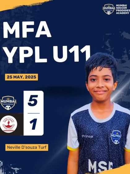 Match graphic celebrating a big 5-1 win for our U11s in the MFA YPL.