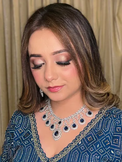 Another angle of the soft smokey eye, perfect for a sophisticated cocktail party or reception.