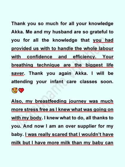 This couple from Kuwait felt grateful for the knowledge that gave them the confidence to handle labor efficiently. The mother also highlights how our breastfeeding class helped her feel stress-free.