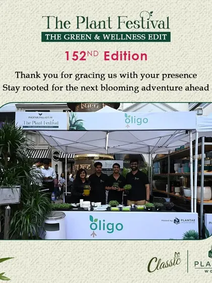 The Oligo Microgreens team at their stall, ready to share their fresh, farm-to-table produce. We welcome innovative green businesses to connect with health-conscious Mumbai residents.