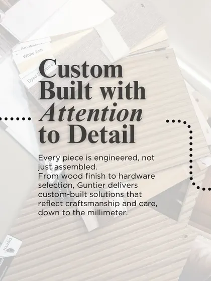 Every piece is custom-built with attention to detail. From wood finish to hardware selection, I deliver engineered solutions that reflect true craftsmanship, down to the millimeter.
