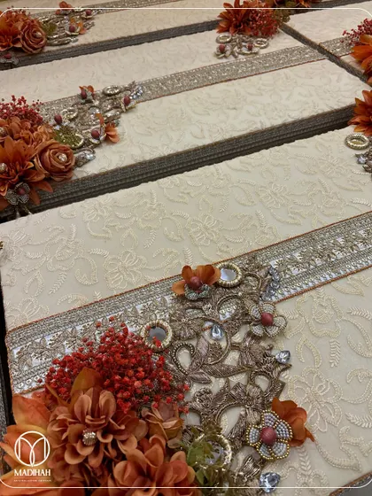 Another angle of the trousseau box embellishments, showing the depth and artistry of the handiwork. I design these to be keepsakes that feel special for years to come.