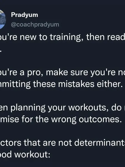 Beginners often focus on the wrong things, like how long they're in the gym, how much they sweat, or how sore they are the next day. None of these are reliable indicators of a good workout. I teach you to focus on the real metrics of progress: progressive overload and consistent execution.