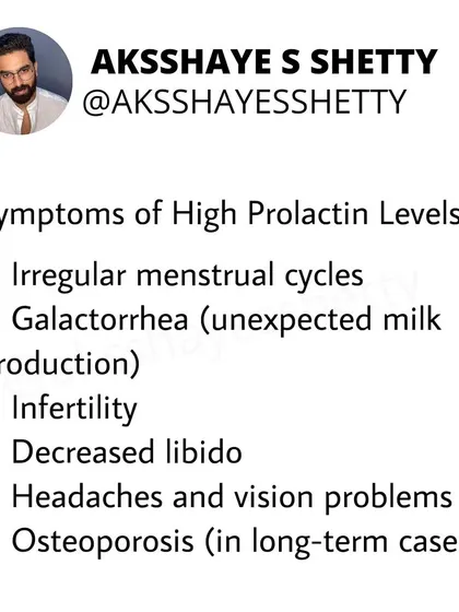 High prolactin levels can manifest in several ways. Common symptoms include irregular menstrual cycles, unexpected milk production (galactorrhea), infertility, decreased libido, and even headaches or vision problems in some cases.