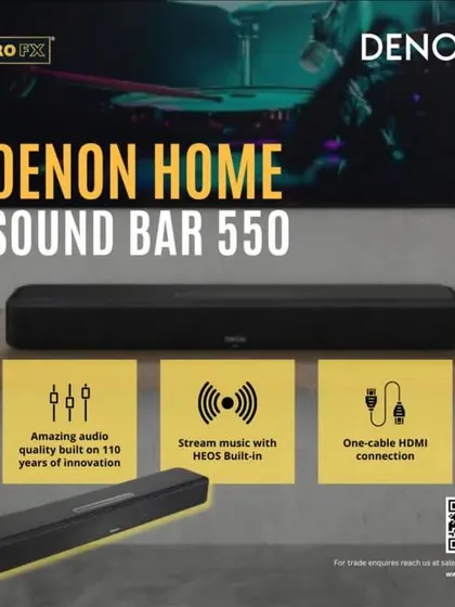 The Denon Home Sound Bar 550 delivers superior audio quality built on 110 years of innovation. With HEOS Built-in for easy streaming and a simple one-cable HDMI connection, it is a sound revolution for your TV.