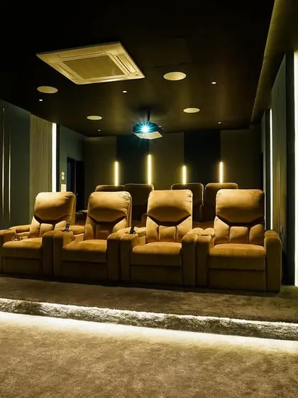 A duplicate of 207, this image provides another look at the overall architecture and design of this modern home theater in Tenkasi.