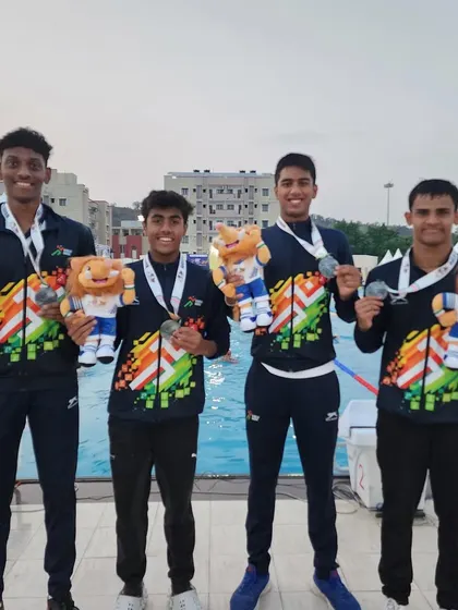 The boys' silver-winning medley relay team.