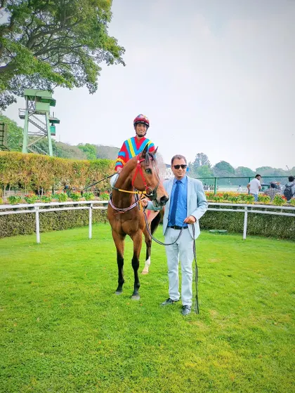 Elpenor, winner of The Leading Owner Trophy, with jockey Shreyas Singh S.