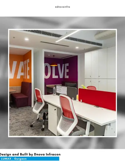 A design and build project for LUMAX, showcasing vibrant breakout nooks with motivational typography. These spaces are designed to foster creativity and provide private areas for focused work.