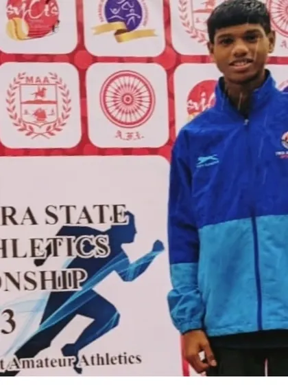 My athlete Thanish Gaddam, who was a finalist in the 300m run at the State Junior Athletics Championship.