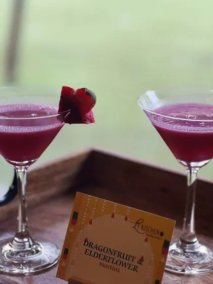 My Dragonfruit & Elderflower Martini is a visually stunning cocktail. The vibrant pink hue of the dragonfruit is complemented by the delicate floral notes of elderflower.