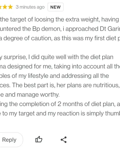 This client was cautious about starting a diet plan, especially while dealing with high blood pressure. I designed a plan that took into account all lifestyle variables, leading to great results and a big thumbs up.