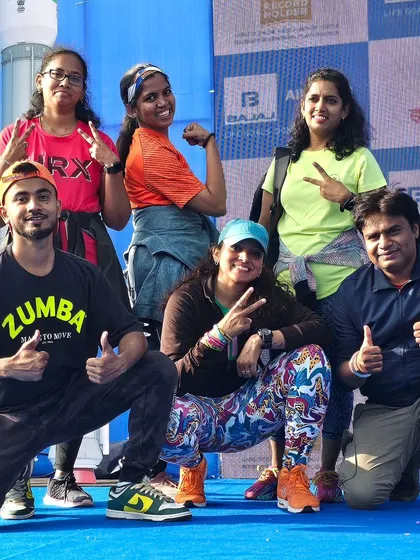 Another fun group shot with the team at the Bajaj Allianz Plankathon. These events are about building connections and celebrating fitness together.