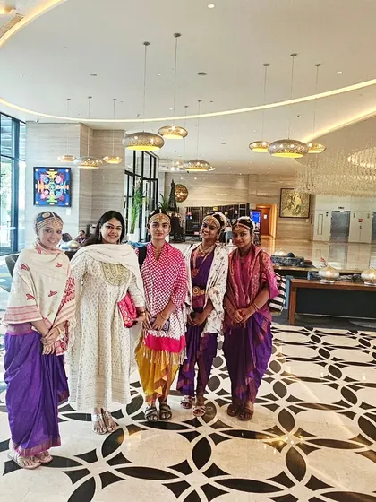 My dancers in traditional attire at the Pullman New Delhi Aerocity hotel, ready for a corporate event performance.
