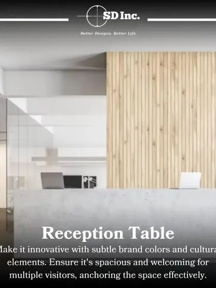 The reception table is the anchor of the space. We design innovative desks that can incorporate brand colors and are spacious enough to welcome multiple visitors at once.
