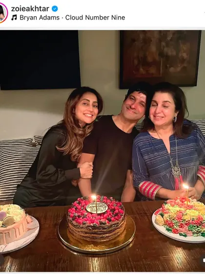 Another wonderful shot from the celebration, shared by Zoya Akhtar. It's always a joy to see my creations bringing smiles to faces.