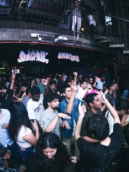 A fisheye lens view of the entire club, showing just how packed The Grind gets.