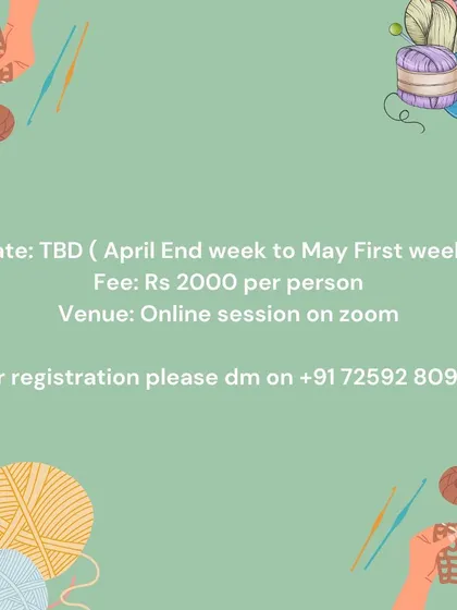 This image provides the details for our 4-session advanced crochet course, perfect for those who have already mastered the basics.
