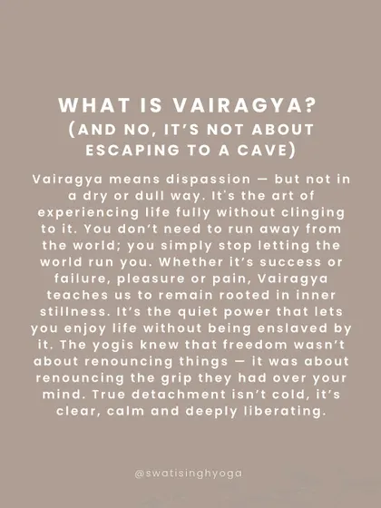 What is Vairagya (detachment)? It's not about escaping to a cave. It's the art of experiencing life fully without clinging to it, finding freedom by renouncing the grip things have over your mind.