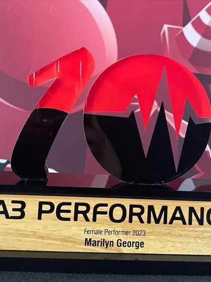 A close-up of our 10th Anniversary award for the 2023 Female Performer. I believe in celebrating the hard work and dedication of our members.