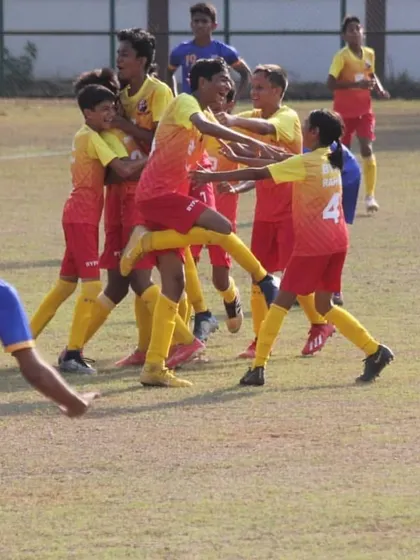 A goal celebration from the thrilling semi-final match in Goa.