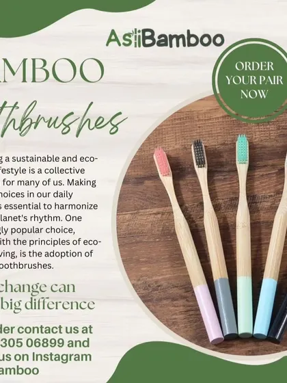 This graphic encourages the switch to bamboo toothbrushes, a small change that makes a big difference. We offer them in various colors, making them a popular choice for families and bulk orders.