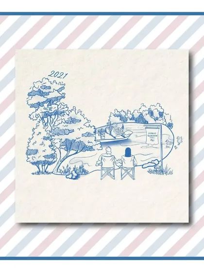 This illustration captures a quiet, happy moment the couple shared together. Including these personal memories helps us create an invitation that truly feels like a reflection of their relationship.